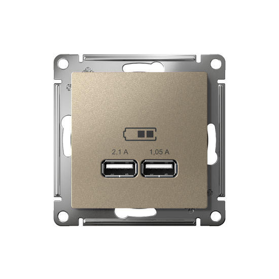 Розетка USB AtlasDesign тип A+A 5В 1х2.1А 2х1.05А механизм шампань SE ATN000533