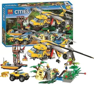 Конструктор Cities «Вертолёт для доставки грузов в джунгли» 1298 деталей , арт. 10713