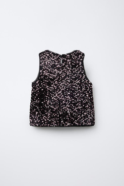 ZARA ТОП С ПАЙЕТКАМИ, РОЗОВЫЙ
