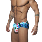 Голубые мужские плавки с крупным растительным принтом (Размер: L) (Цвет: голубой)