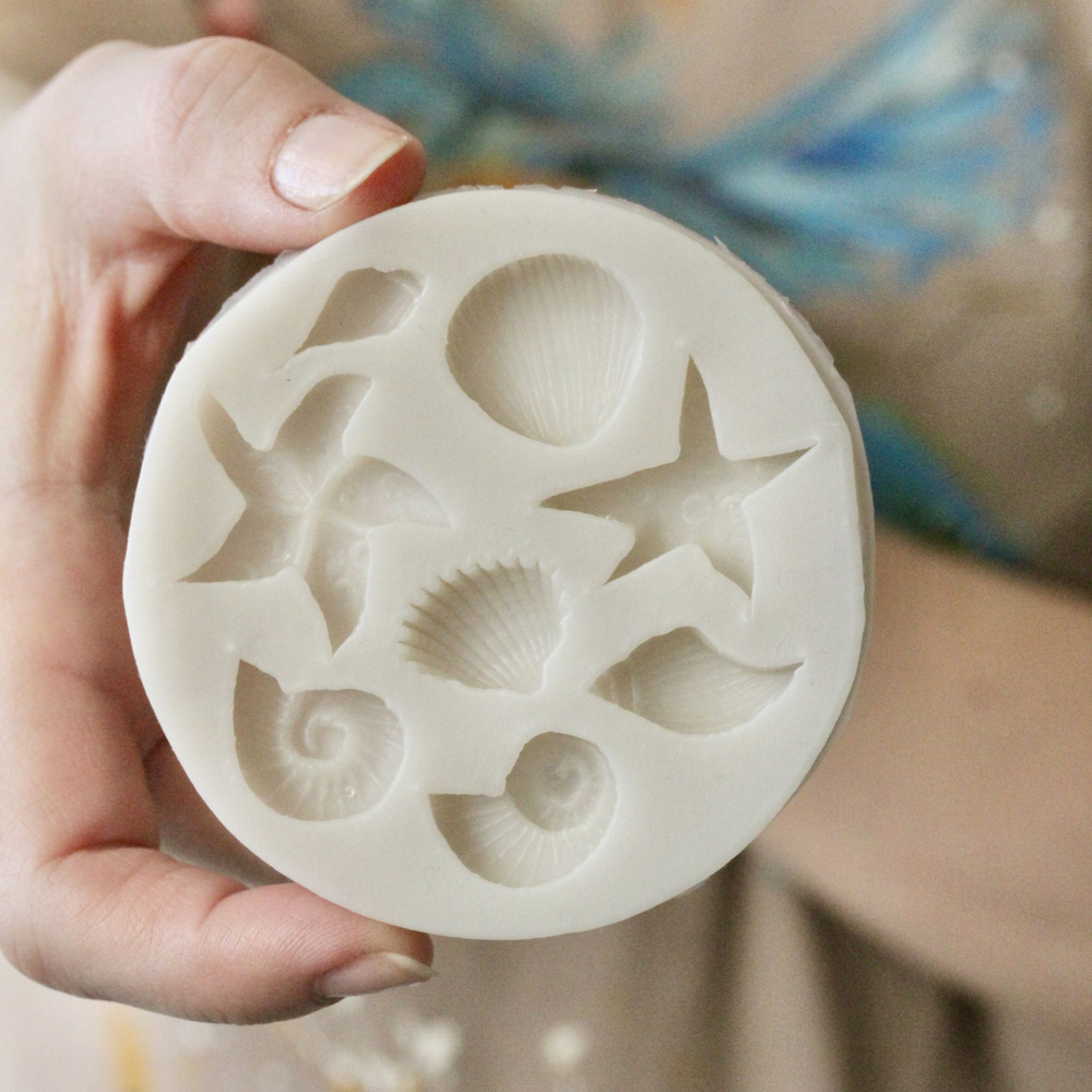 Молд силиконовый для творчества "Морские звезды" 8 см / форма для лепки из полимерной глины