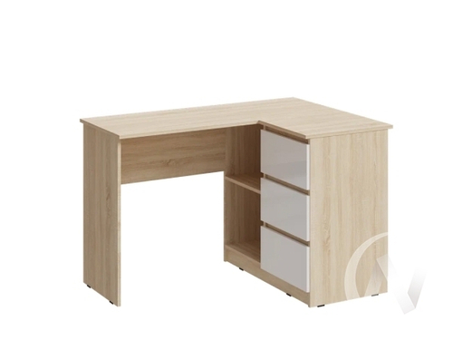 Стол письменный угловой (Ш) МС Челси (дуб сонома/белый глянец холодный)