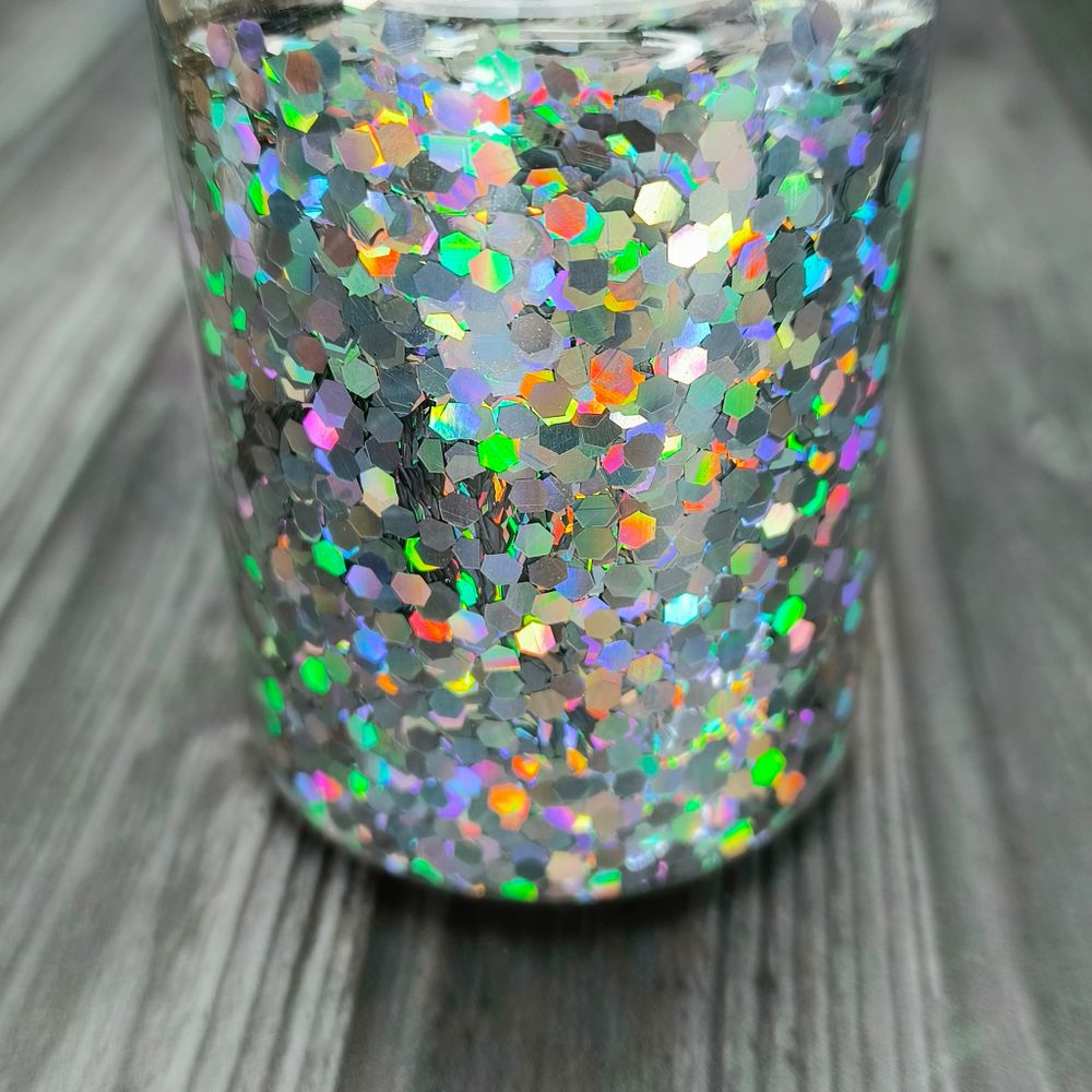 Блестки Глиттеры 2,5 мм. - Серебро голографик универсальные для творчества, рукоделия, для смолы, дизайна ногтей,  декор...