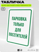 Табличка для частной территории "Парковка только для посетителей", на дом, для участка, организаций и частных территорий, предупреждающая, 40х30 см, Silver Plane x Айдентика Технолоджи