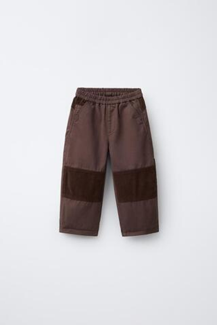 ZARA КОМБИНИРОВАННЫЕ БРЮКИ BALLOON, КОРИЧНЕВЫЙ