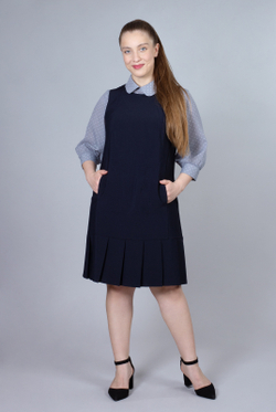 Офисный сарафан 2308АП, Тёмно тёмно син #70ТТСи082308АП
