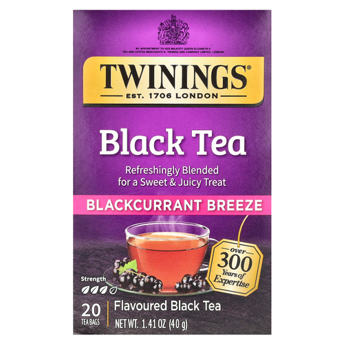 Twinings, Ароматизированный черный чай, черная смородина, 20 чайных пакетиков, 40 г (1,41 унции)