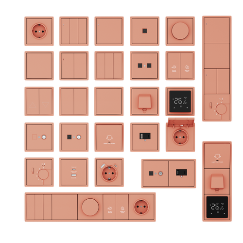 Клавиша 2-я со стрелками для жалюзи, матовый коралл, серия R98