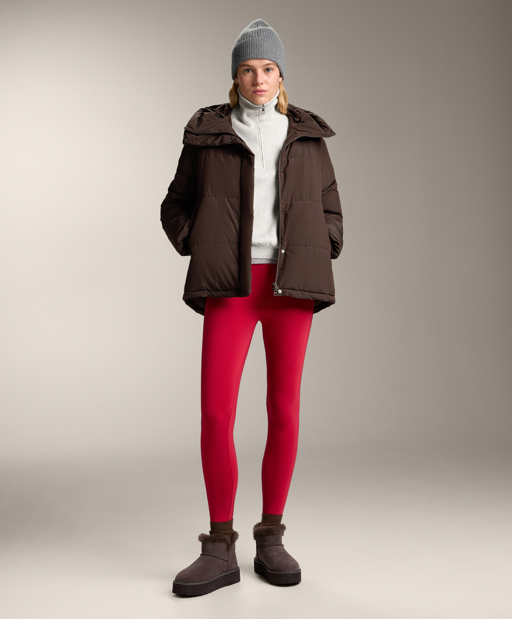 OYSHO Теплые легинсы с высокой посадкой и длиной до щиколотки, красный