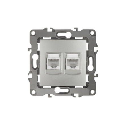 Розетка ЭРА Серия 12 12-3108-03 информационная двойная 2XRJ45 IP20 алюминий