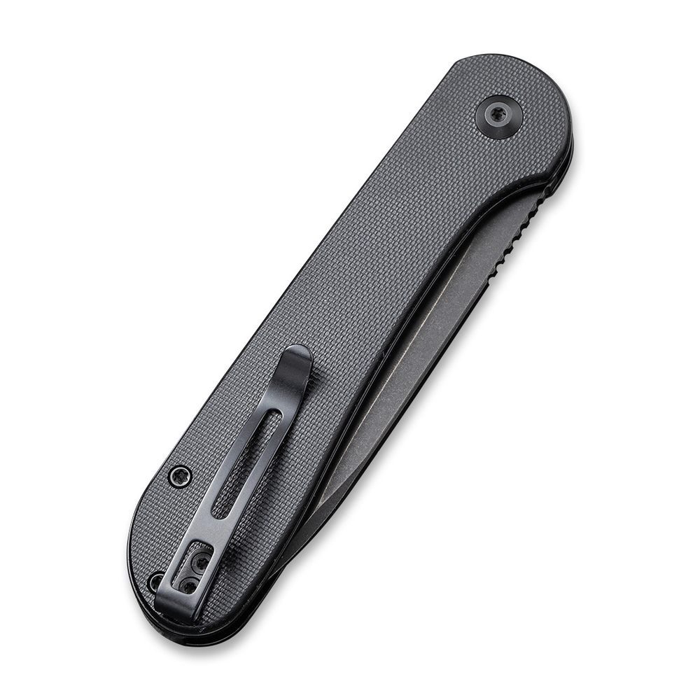 Складной нож CIVIVI Button Lock Elementum сталь14C28N, рукоять с каменной отделкой G10 черная