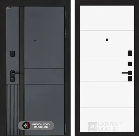 Входная металлическая дверь Лабиринт Evolab (Эволаб) Velluto Oscuro 13 Белый софт (светло-серый матовый, без текстуры)