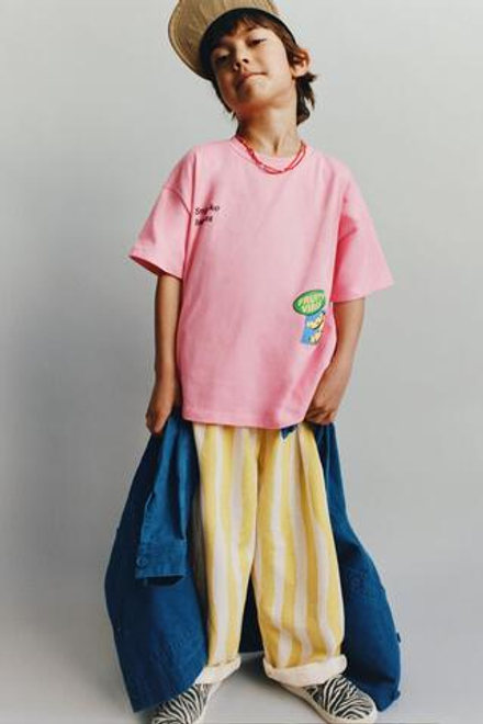 ZARA ФУТБОЛКА С ПРИНТОМ «БАНАНЫ», РОЗОВЫЙ