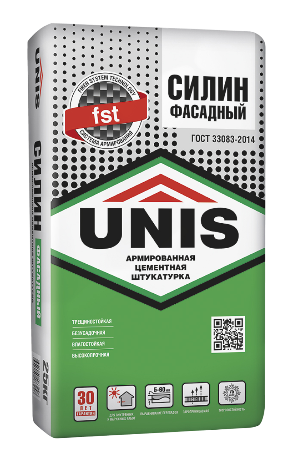 Штукатурка UNIS СИЛИН ФАСАДНЫЙ армированная цементная  25 кг