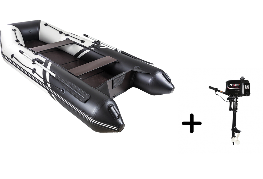 Броня-320 С белый-черный + PARSUN T 2.6 BMS (комплект лодка + мотор)