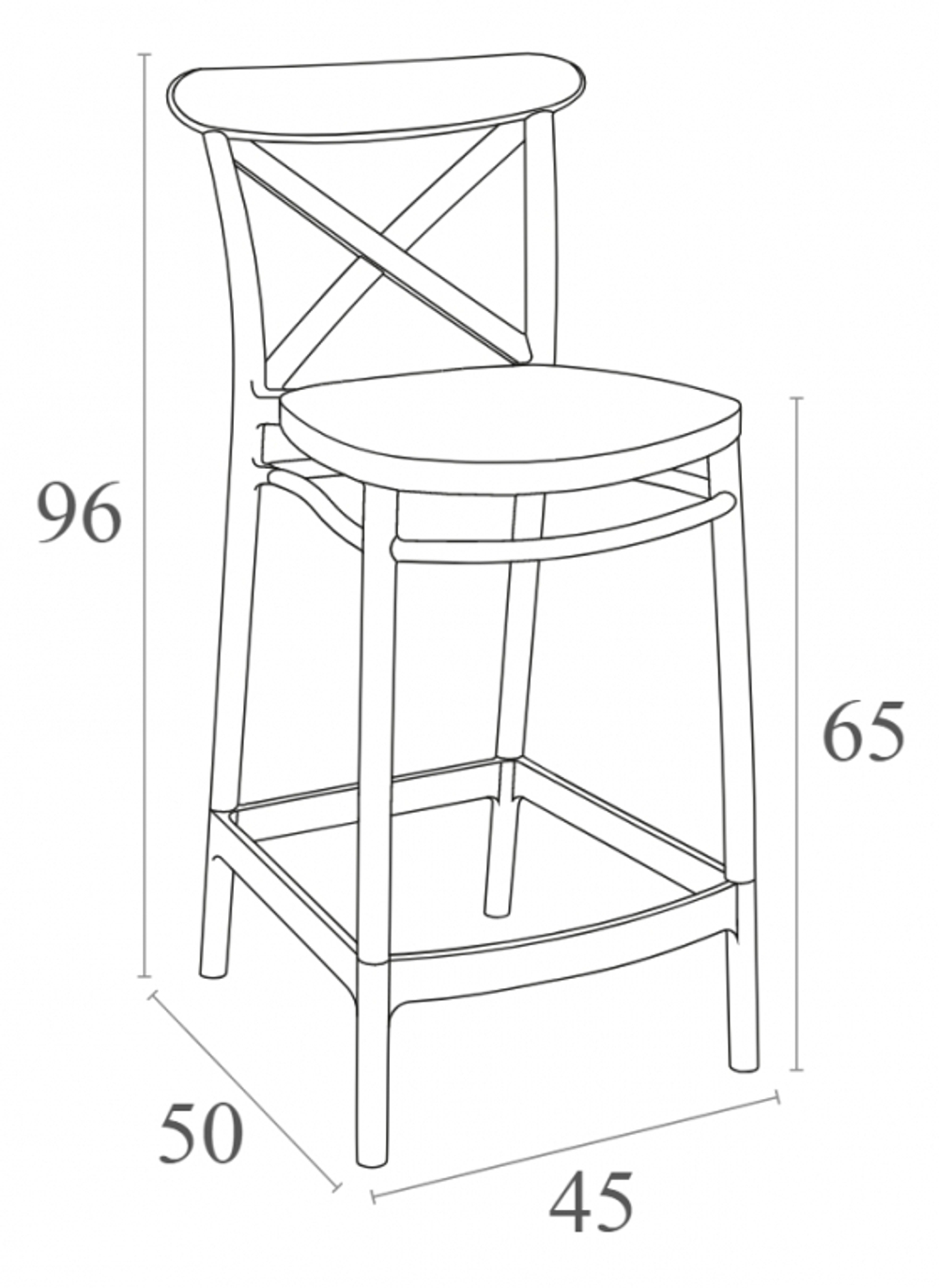 Стул пластиковый полубарный Siesta Contract Cross Bar 65, оливковый