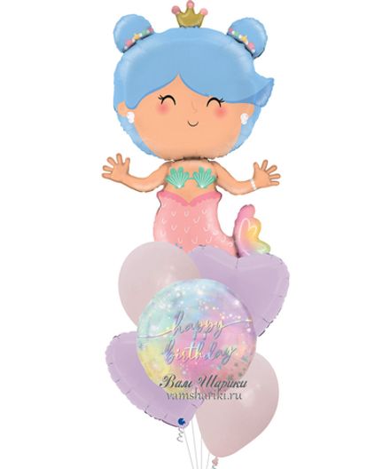 Фонтан из шаров "Милая русалочка на День Рождения"
