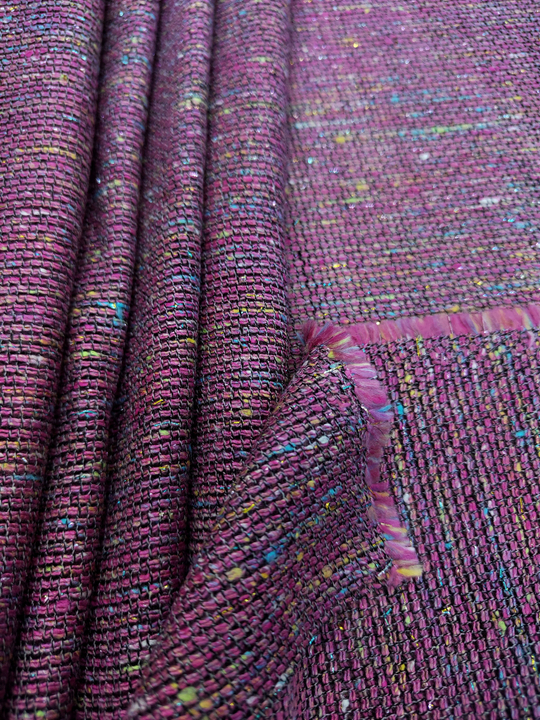 Твид шанель, меланж розовый, голубой, желтый, шелк, вискоза CF#2