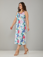 Платье П-015/серозеленый-тропик