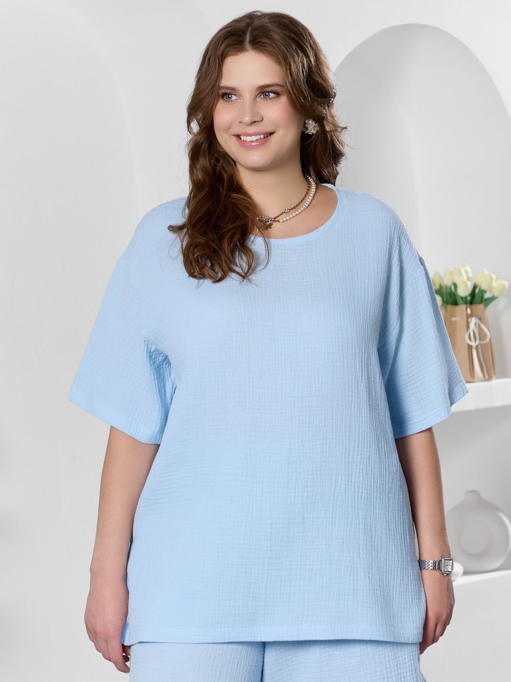 Блузка Вуаль-4 Виотекс ГОЛУБОЙ