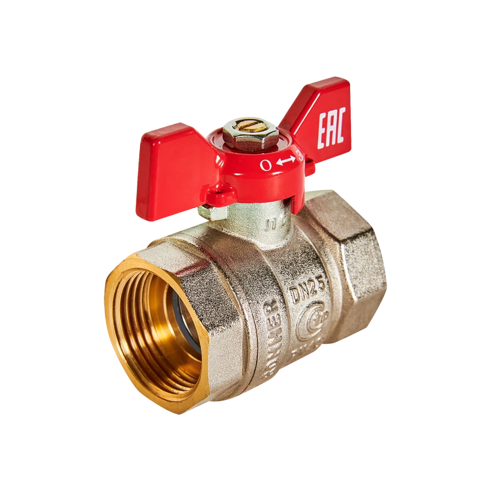 Кран шаровой полнопроходной ROMMER - 1" (ВР/ВР, PN40, ручка-бабочка)