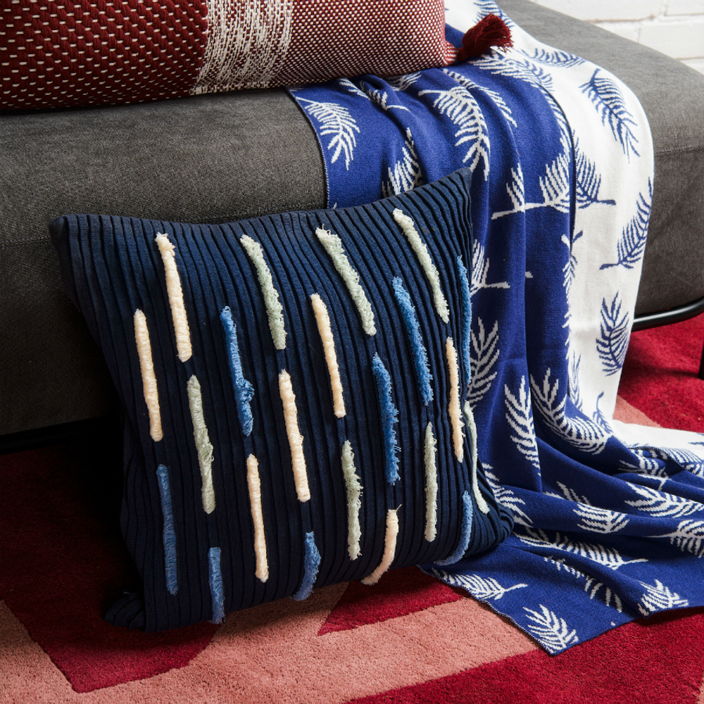 Подушка декоративная с бахромой и эффектом плиссе 45х45 Tkano Ethnic