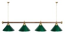 Лампа STARTBILLIARDS 4 пл. (плафоны коричневые,штанга голубая,фурнитура золото)