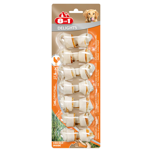 8in1 Delights XS косточки для мелких собак с курицей 7,5 см 7 шт