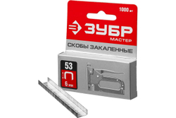 Закаленные узкие скобы для степлера ЗУБР тип 53, 6 мм, 1000 шт. 31625-06