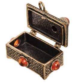 Народные промыслы AM-2204 Фигурка «Сундук-Швейная набор под иголоки» (латунь, янтарь)