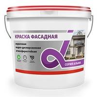 Краска водно-дисперсионная фасадная Alfavit серия Альфа, белая, 3 кг, 42748