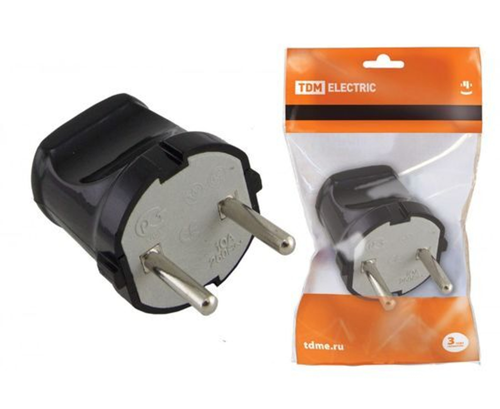 TDM вилка 6А 250В (АБС-пластик, черная) SQ1806-0002