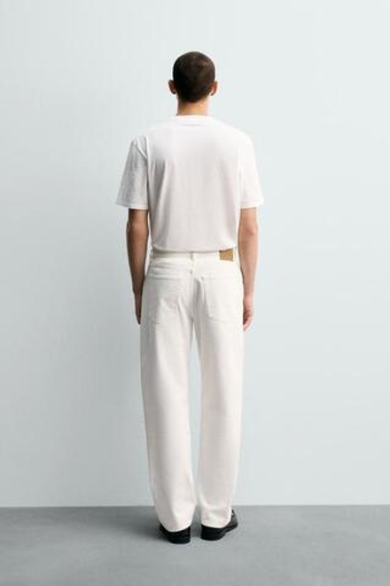 ZARA ДЖИНСЫ STRAIGHT ДЛИНОЙ ДО ЩИКОЛОТКИ SELVEDGE, ЭКРЮ