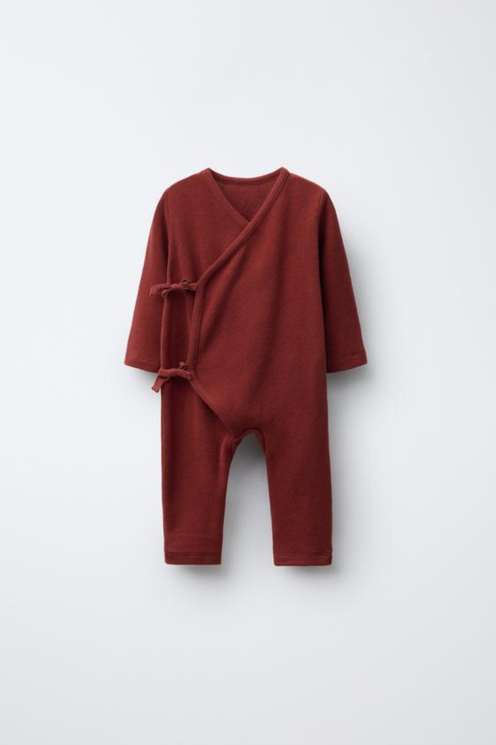 ZARA ДЛИННЫЙ КОМБИНЕЗОН SOFT TOUCH С БАНТАМИ, КРАСНЫЙ