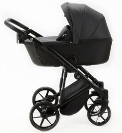 Детская коляска Adamex Mobi 2 в 1 M-PS112 (ГРАФИТ+ЧЕРН.КОЖА)