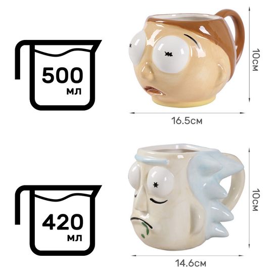 Кружки Рик и Морти, комплект, 2 шт.