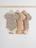 Боди с коротким рукавом для малышей Next E19-748, 3 шт., Бежевый, Светло-коричневый