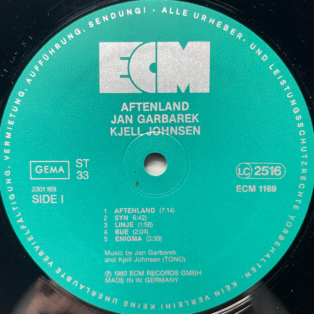Jan Garbarek, Kjell Johnsen ‎– Aftenland (Германия 1980г.) ECM