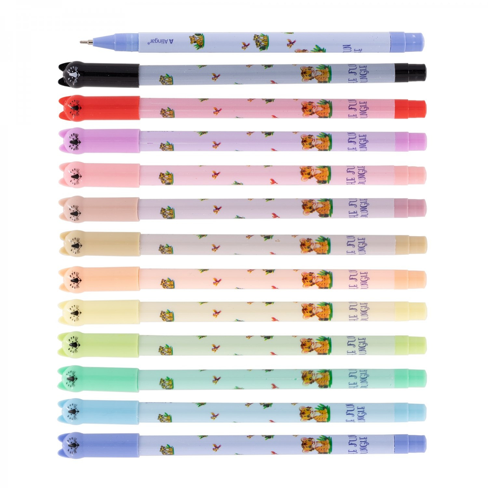 Набор шариковых ручек Alingar, "Тигренок", 12 цветов, 0,7 мм, на масляной основе, цветной пластик. корпус, ПВХ чехол, европодвес