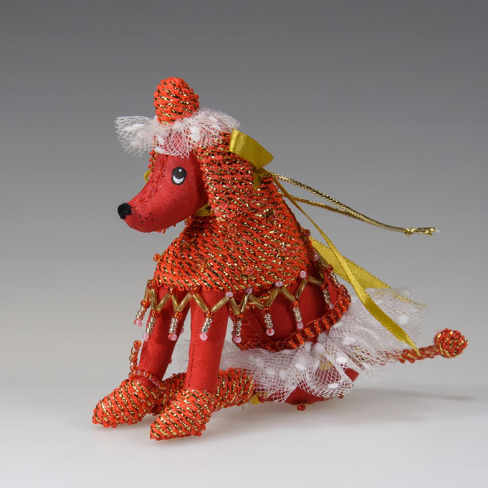 Бисерная ёлочная игрушка Пудель