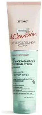 Витэкс CLEAN SKIN для проблемной кожи ГЕЛЬ-СКРАБ-МАСКА для лица от прыщей и чёрных точек с углём 100мл