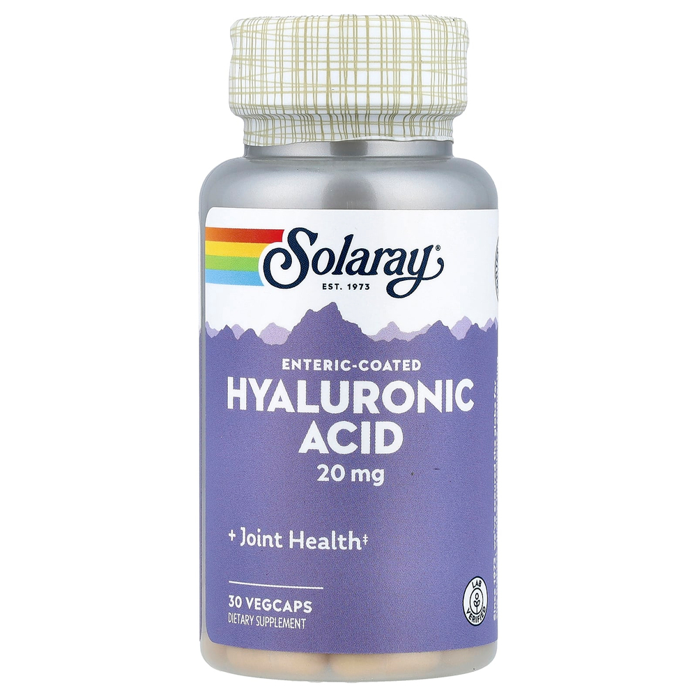 Solaray, гиалуроновая кислота, покрытые кишечнорастворимой оболочкой, 30 капсул VegCap