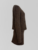 Костюм 6188 плюшевый из кардигана и юбки с золотыми пуговицами