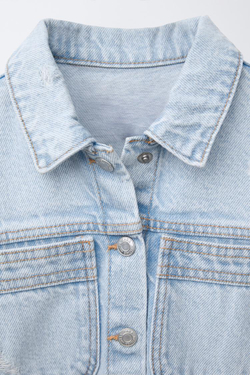ZARA ДЖИНСОВАЯ КУРТКА-РУБАШКА, ГОЛУБОЙ