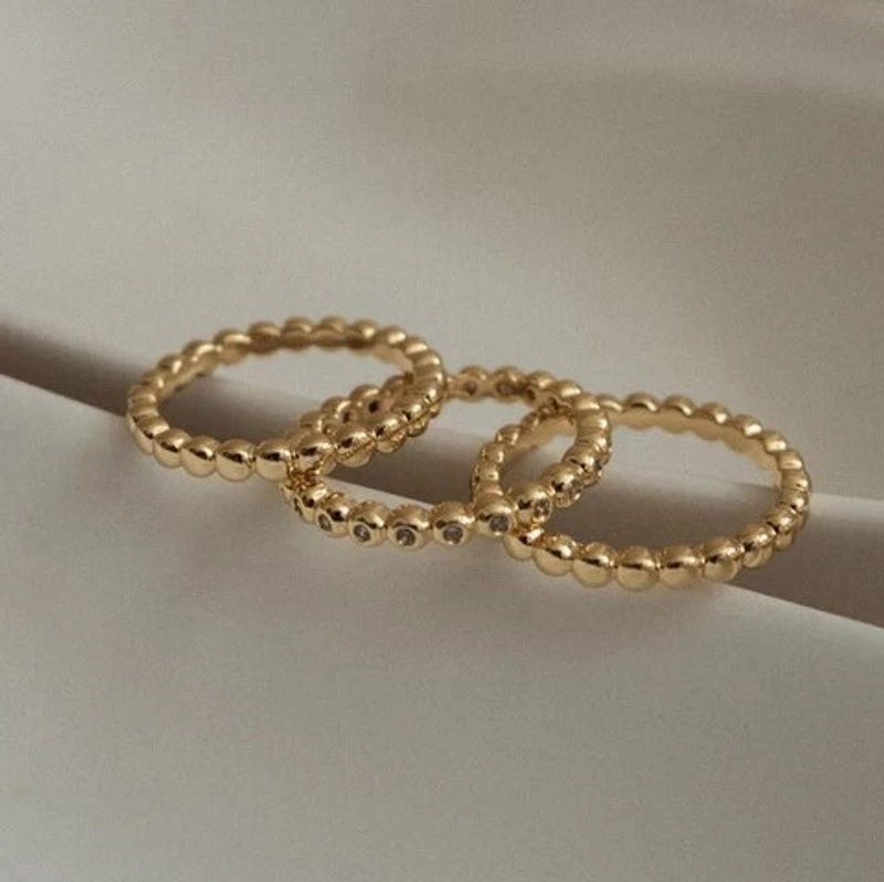 Набор колец с Бриллиантовыми Бусинами – Золото