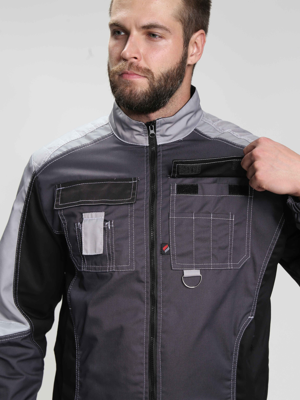 Костюм Вектрон-1 (тк.Смесовая,240) брюки, т.серый/св.серый/черный