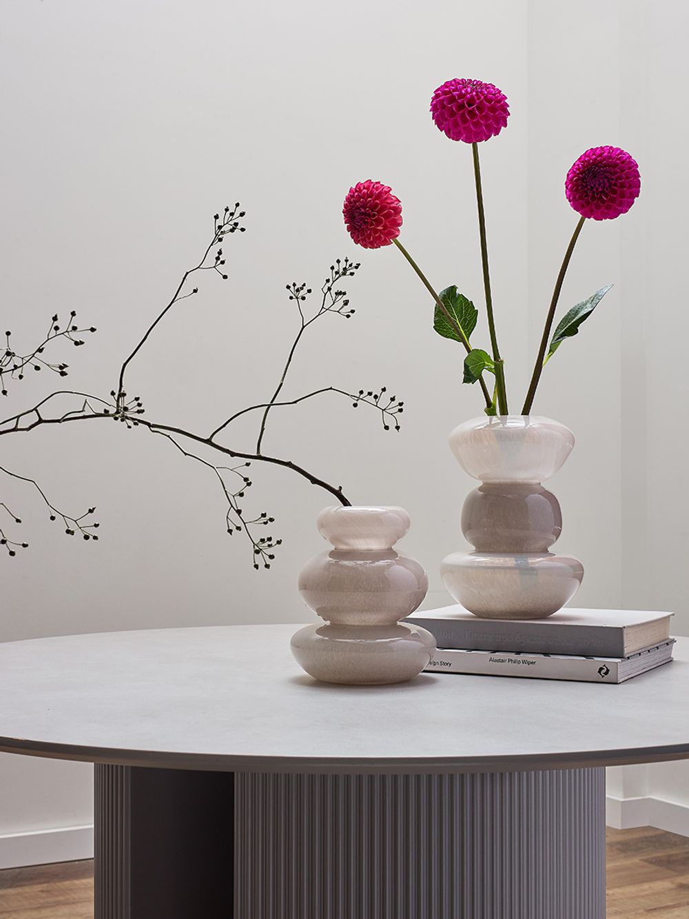 Ваза Riverstone, 20 см, жемчужно-серая