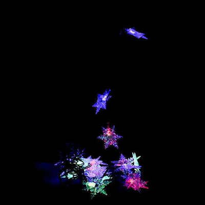 Электрогирлянда LED цветная с насадкой Снежинки, длина насадки 5,8см, 28 ламп, 5м, 1 р.м.