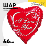 Шар Фольгированный Сердца на красном фоне (Красный)