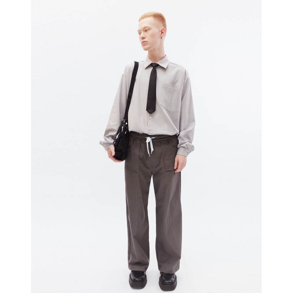 Брюки БИЧ широкие хлопковые серые